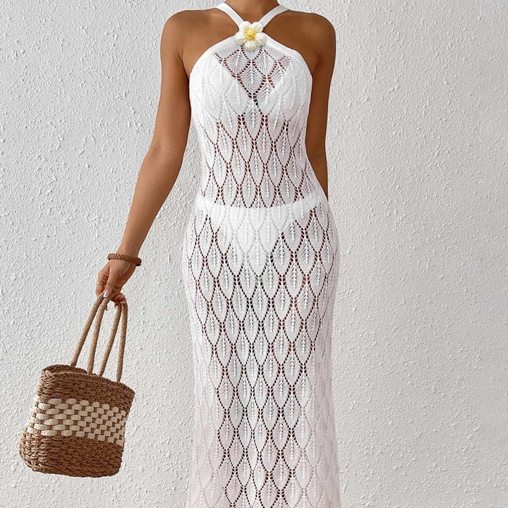 Damen Häkel-Maxikleid mit einem eleganten Blumendetail Echo Archiv