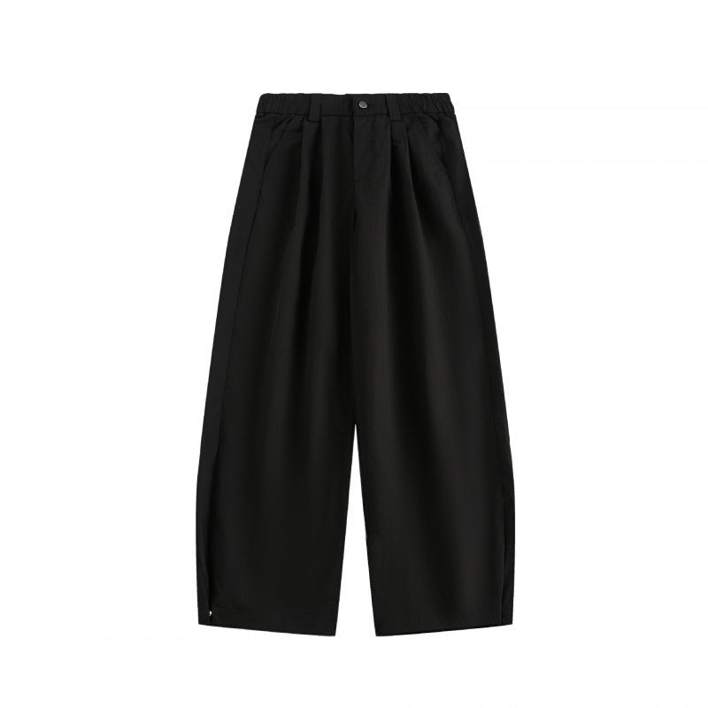 Damen Weite hochgeschnittene Culotte‑Hose mit Bundfalten, elastischem Taillenbund und Eingrifftaschen Echo Archiv