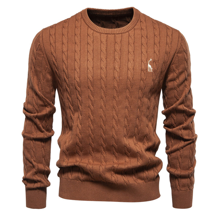 Herren Strickpullover mit Zopfmuster und Rundhalsausschnitt Echoarchiv