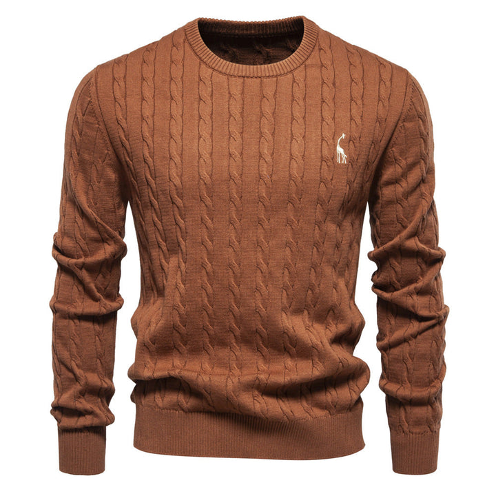 Herren Strickpullover mit Zopfmuster und Rundhalsausschnitt – Norvane