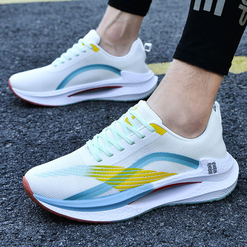 Unisex leichte Dämpfungs-Laufschuhe mit atmungsaktivem Mesh-Oberteil, seitlicher Energielaufsohle und Fersen-Zuglasche – Tavélo