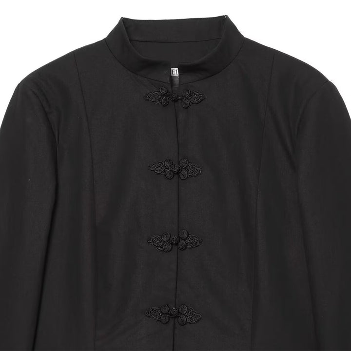 Damen Mandarinkragen Kurzblazer mit chinesischen Knotenverschlüssen Echo Archiv