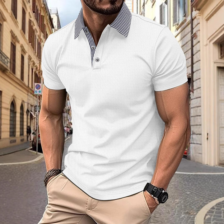 Herren Poloshirt mit modernem Kragen und strukturierter Oberfläche Echoarchiv