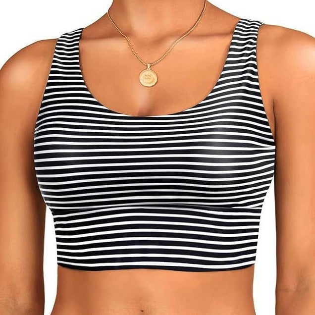 Damen sportlicher Crop-Top mit klassischen Streifen Echo Archiv