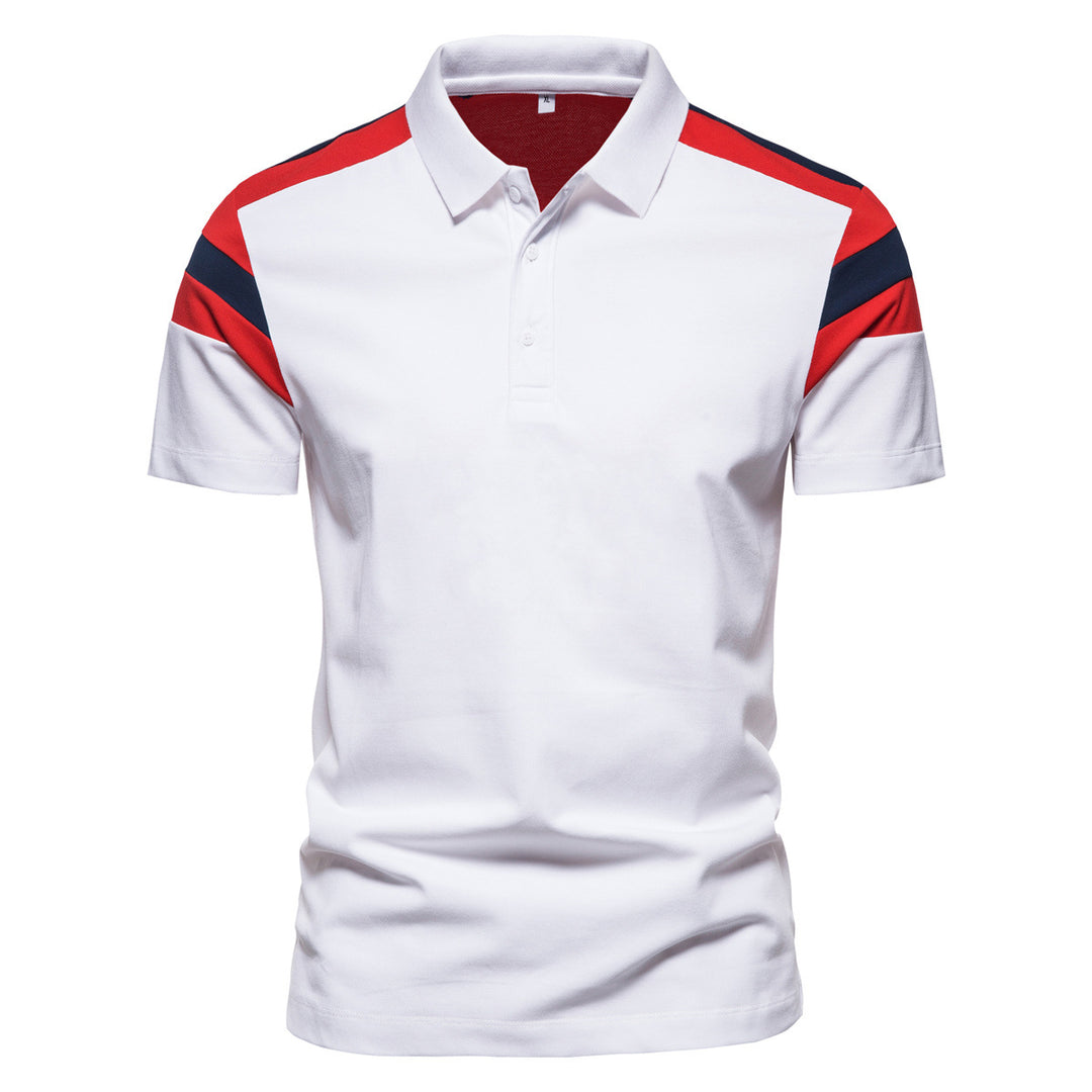 Herren Poloshirt mit modernem Farbblockdesign und atmungsaktiver Baumwollmischung Echoarchiv