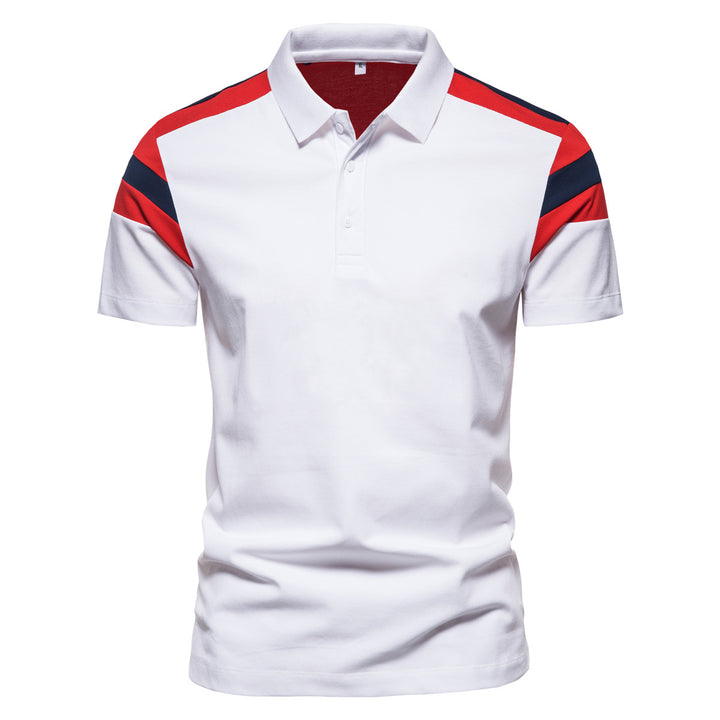 Herren Poloshirt mit modernem Farbblockdesign und atmungsaktiver Baumwollmischung Echoarchiv