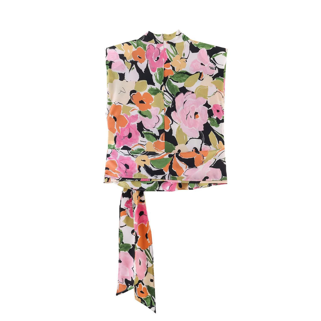 Damenbluse mit floralem Muster und eleganter Knüpfung Echo Archiv