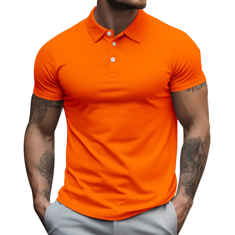 Herren nan tailliertes elastisches Piqué-Poloshirt mit klassischem Kragen Echoarchiv