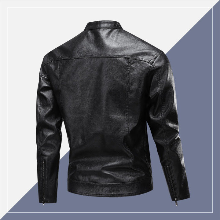 Herren Modische Kunstlederjacke mit hoch geschlossenem Kragen Echo Archiv