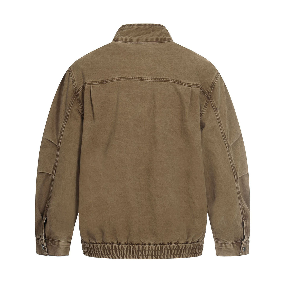 Herren Kurz geschnittener Field‑Bomber im Vintage‑Canvas mit Stehkragen und großen Pattentaschen Echoarchiv