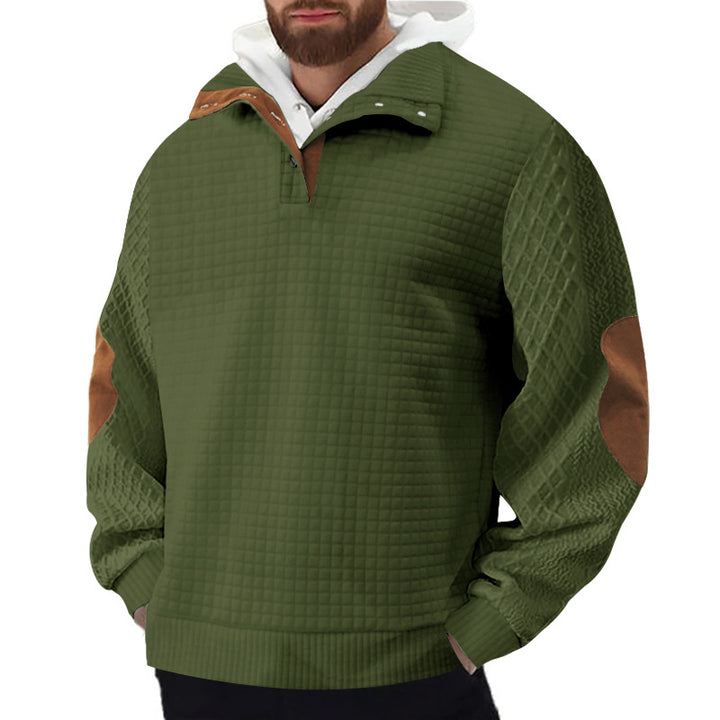 Herren Robuster Fleece-Pullover mit hohem Kragen und strukturiertem Design Echoarchiv