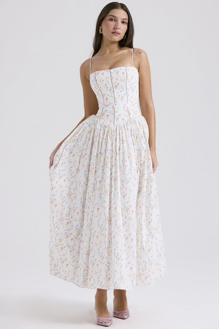 Damen nan tailliertes Maxikleid mit Korsettoberteil und feinen Spaghettiträgern Echo Archiv