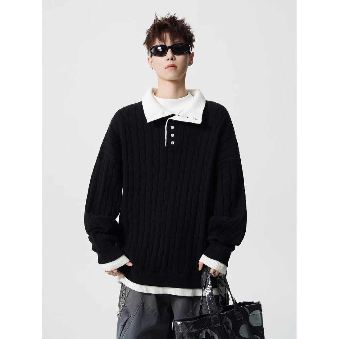 Herren Grobstrickpullover mit Polokragen Echoarchiv