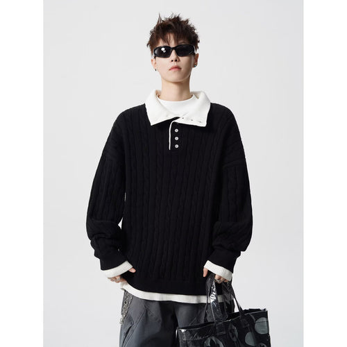 Herren Grobstrickpullover mit Polokragen Echoarchiv