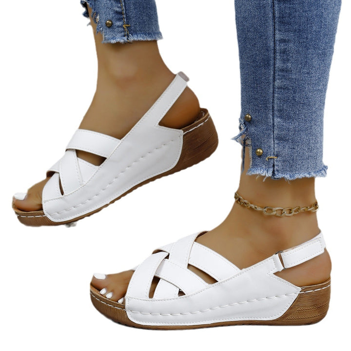 Damen Keil-Slingback-Sandalen mit gekreuzten Riemen und gepolstertem Komfortfußbett – Sorelia