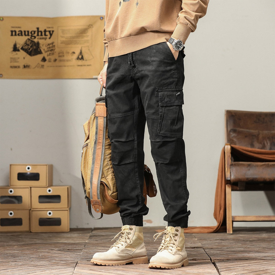 Herren Utility-Cargo-Jogginghose mit Tunnelzug, Multifunktionstaschen und elastischen Bündchen Echoarchiv