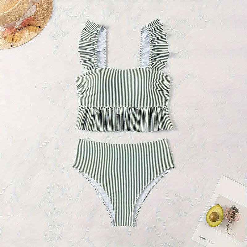 Damen Bikini-Set mit Rüschendetails und hoch tailliertem Slip Echo Archiv