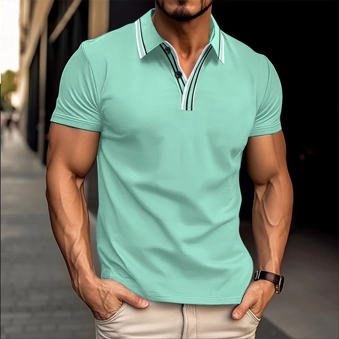 Herren modisches Kurzarmpoloshirt mit raffiniertem Knopfdetails Echoarchiv