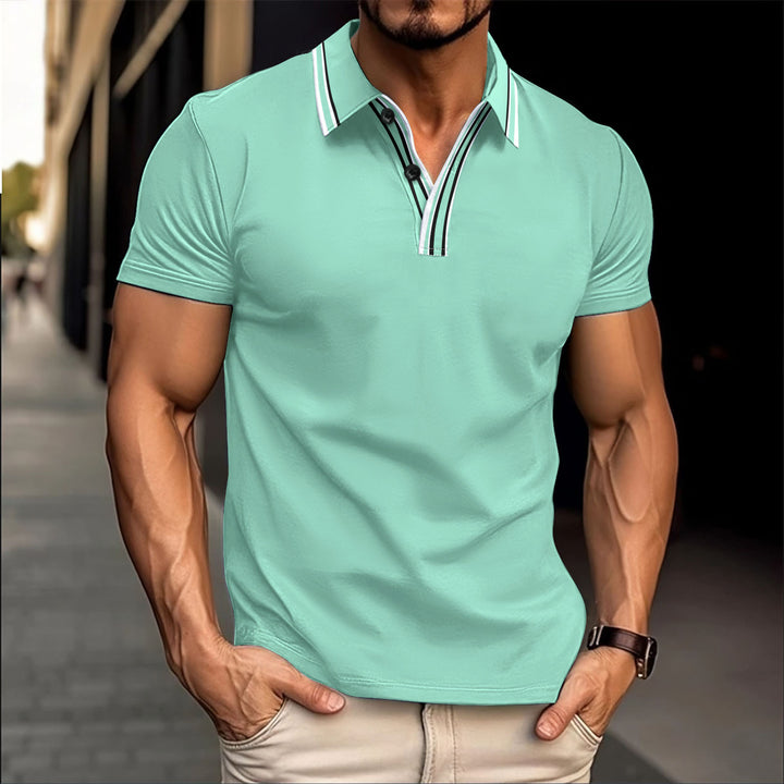Herren modisches Kurzarmpoloshirt mit raffiniertem Knopfdetails Echoarchiv