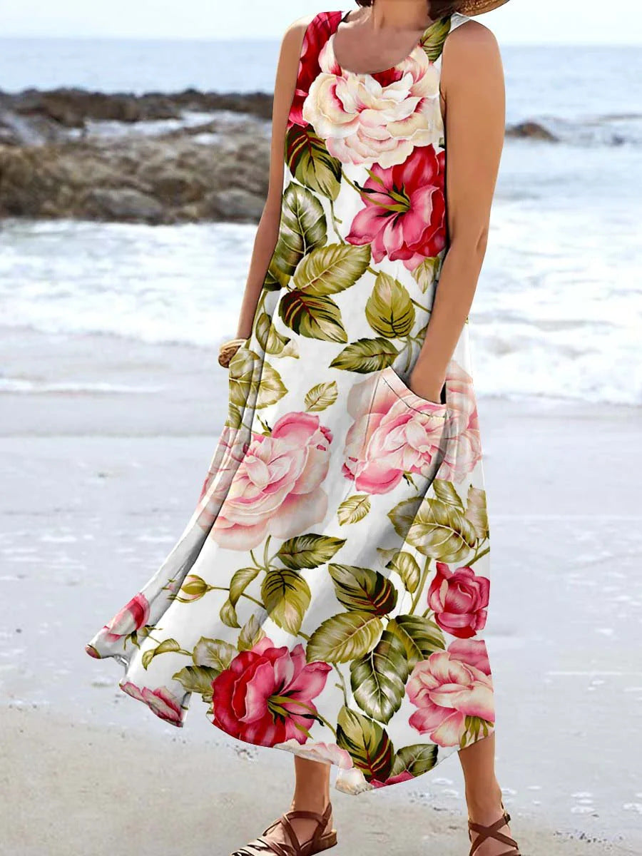 Damen Maxikleid mit floralem Muster und praktischen Taschen Echo Archiv
