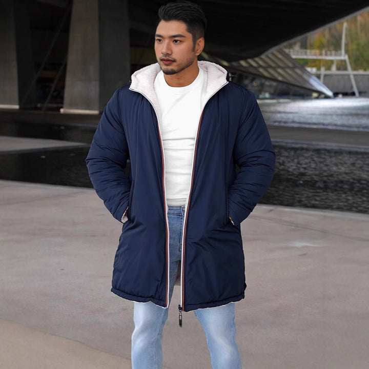 Herren Wendbarer Steppmantel mit Kapuze und praktischen Taschen Echoarchiv