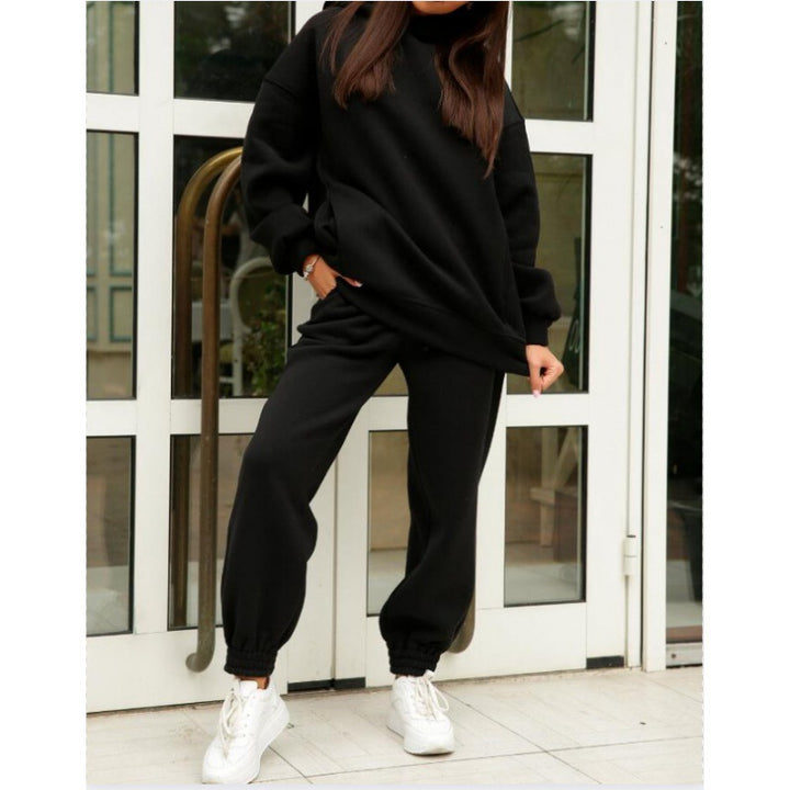 Damen Oversize-Kapuzen-Sweatshirt und Jogginghose Set mit Fleece-Innenseite und elastischen Bündchen – Auréline