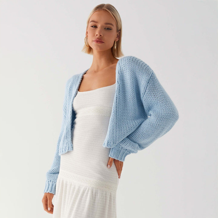 Damen Oversized Grobstrick-Cardigan mit Schalkragen und Rippbündchen Echoarchiv