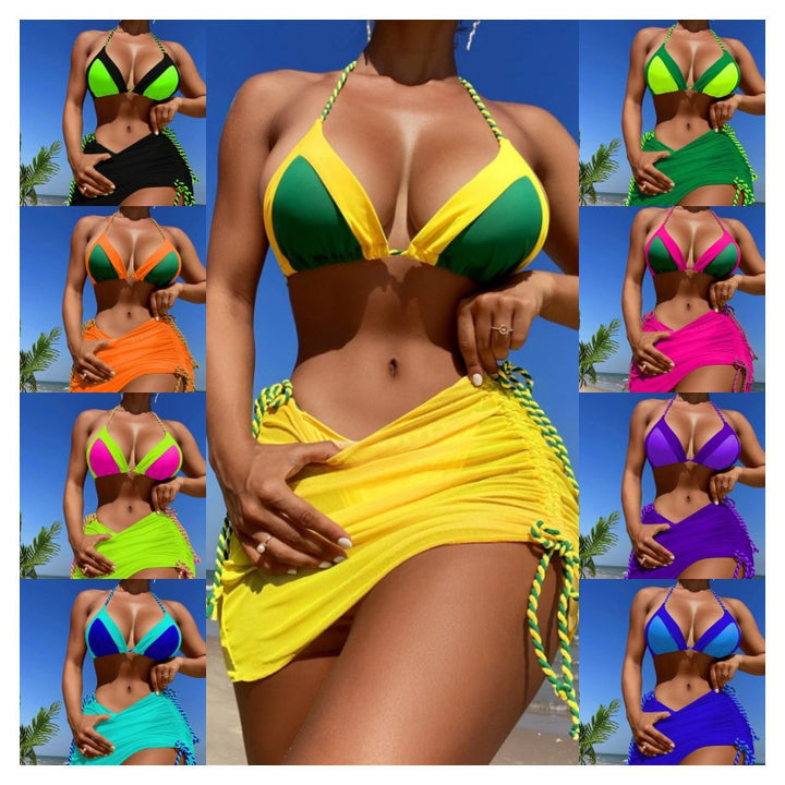 Damen Triangel-Bikini mit Wickelrock und Bänder Echo Archiv