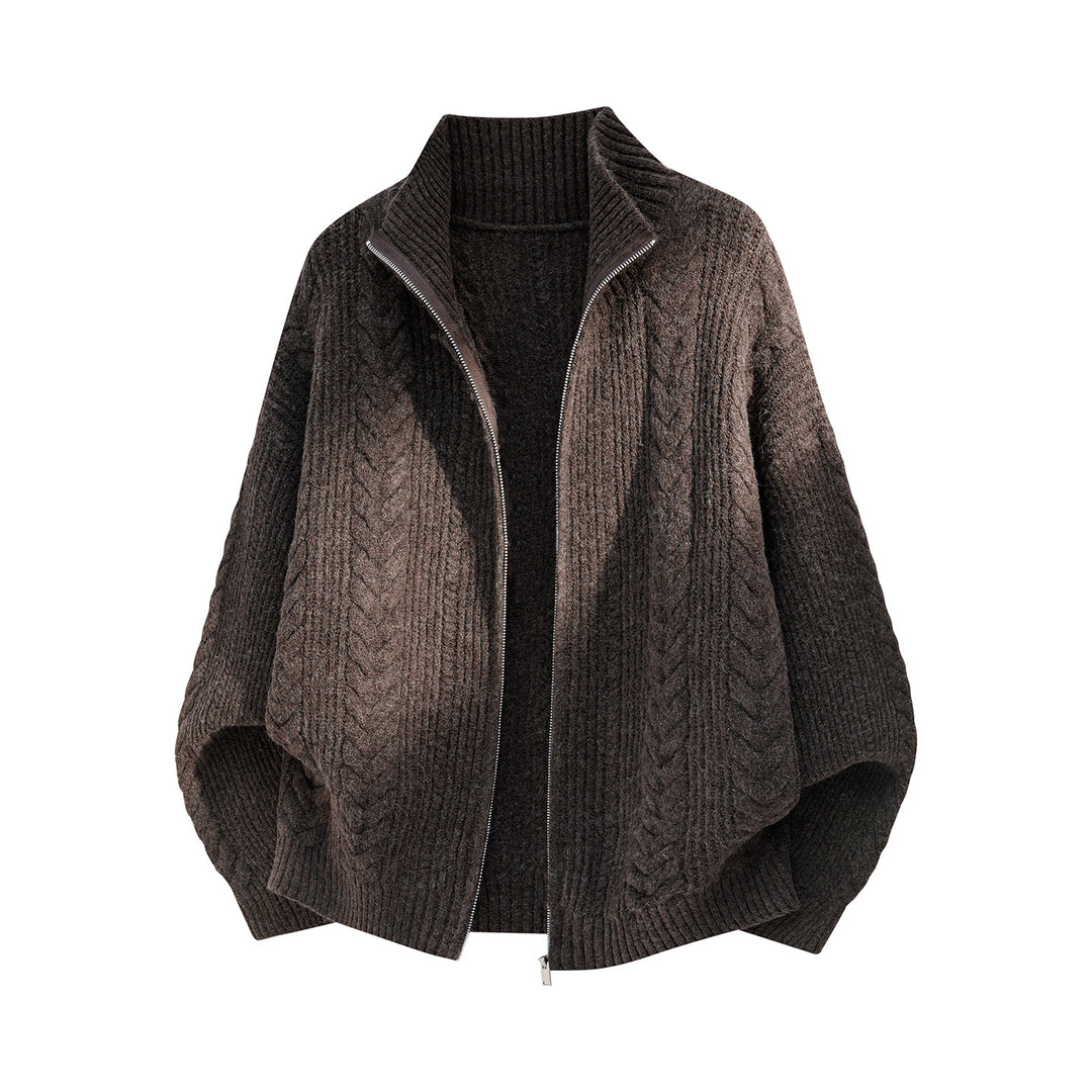 Damen Oversize Strick-Poncho mit Reißverschluss und hohem Rippkragen Echo Archiv