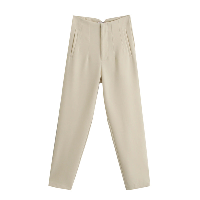 Damen Hochtaillierte tapered Anzughose mit Bügelfalte und Paspeltaschen Echo Archiv