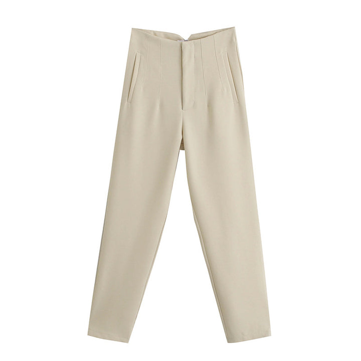 Damen Hochtaillierte tapered Anzughose mit Bügelfalte und Paspeltaschen Echo Archiv