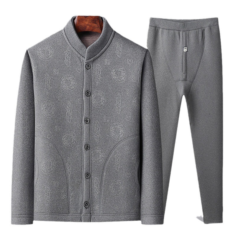 Herren modische Strickjacke mit hochgeschlossenem Kragen und Knopfleiste Echoarchiv
