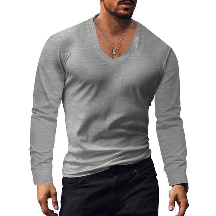 Herren langärmliges V-Ausschnitt T-Shirt aus atmungsaktivem Material Echoarchiv