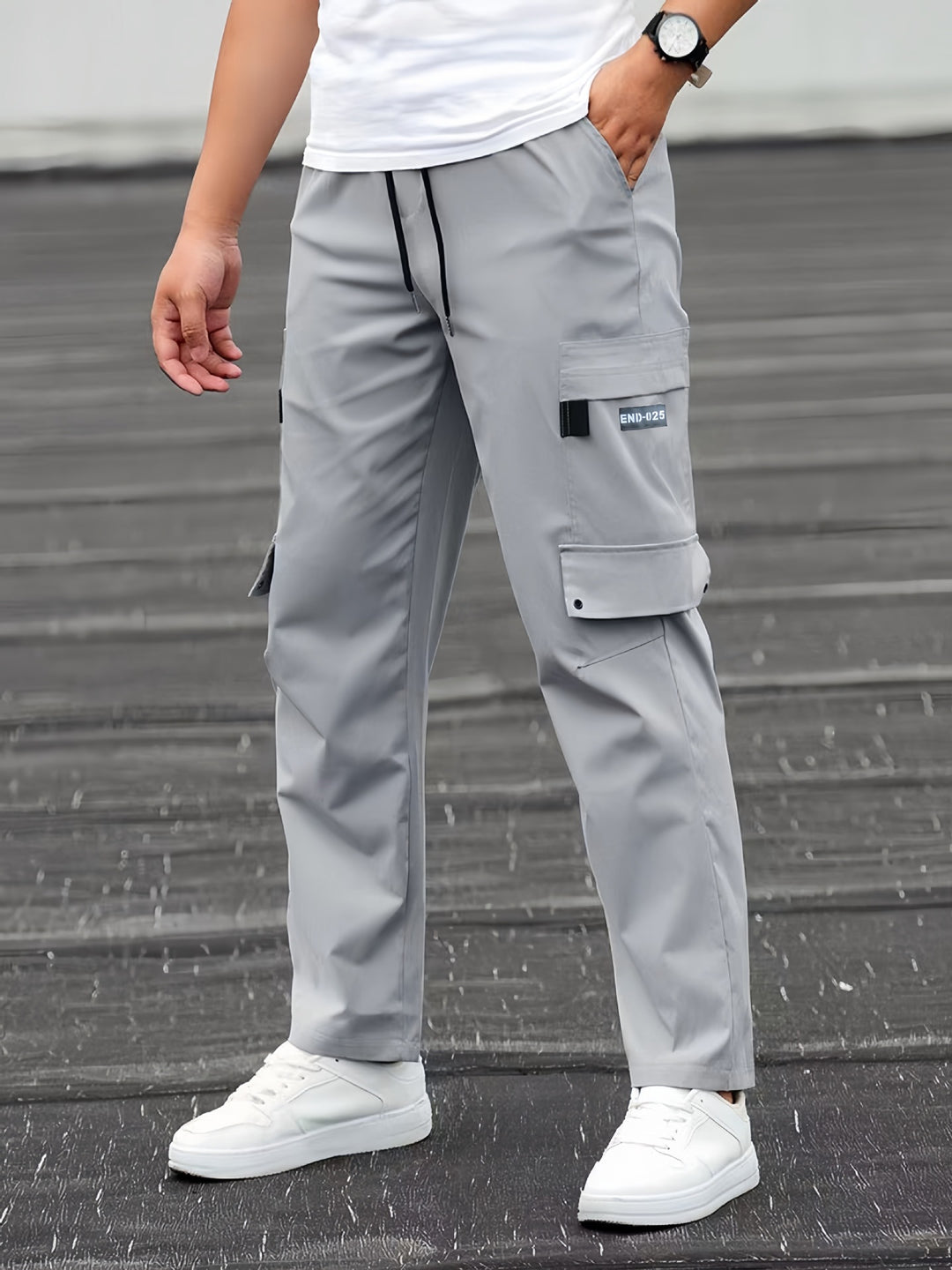Herren Utility-Cargohose mit Tunnelzugbund, geradem Bein und Mehrfachtaschen Echo Archiv