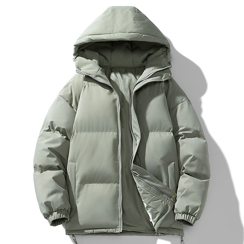 Herren minimalistischer oversized gepolsterter Mantel mit gestepptem Thermofutter und Kordelzugkapuze – Taviero
