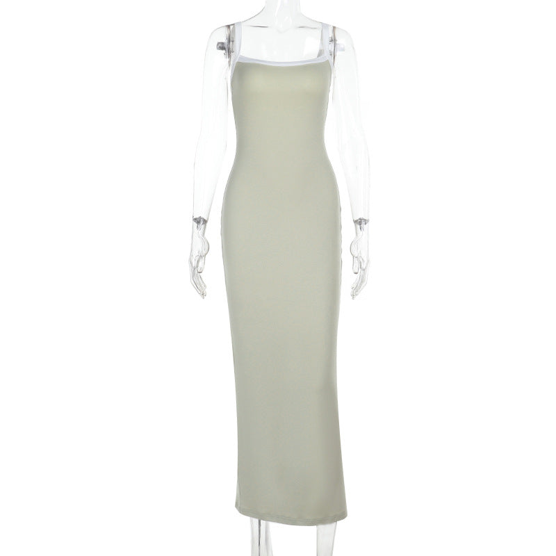 Damen elegantes Maxikleid mit schmalen Spaghettiträgern und figurbetontem Schnitt Echo Archiv