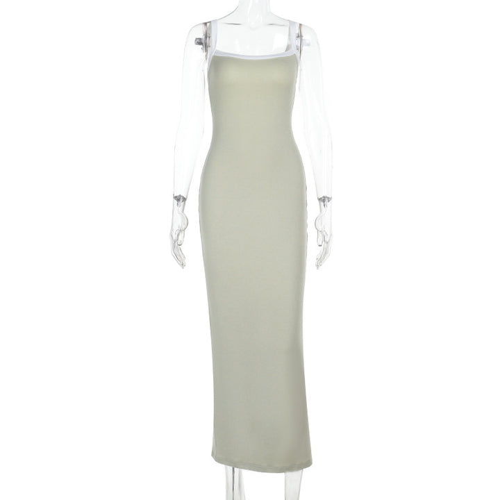 Damen elegantes Maxikleid mit schmalen Spaghettiträgern und figurbetontem Schnitt Echo Archiv