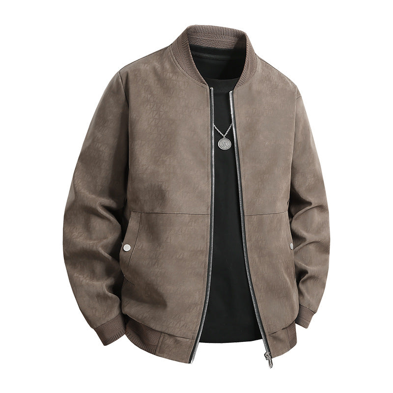 Herren Veloursoptik-Bomberjacke im minimalistischen Look mit Zweiwege-Reißverschluss, Rippkragen und verdeckten Druckknöpfen Echoarchiv
