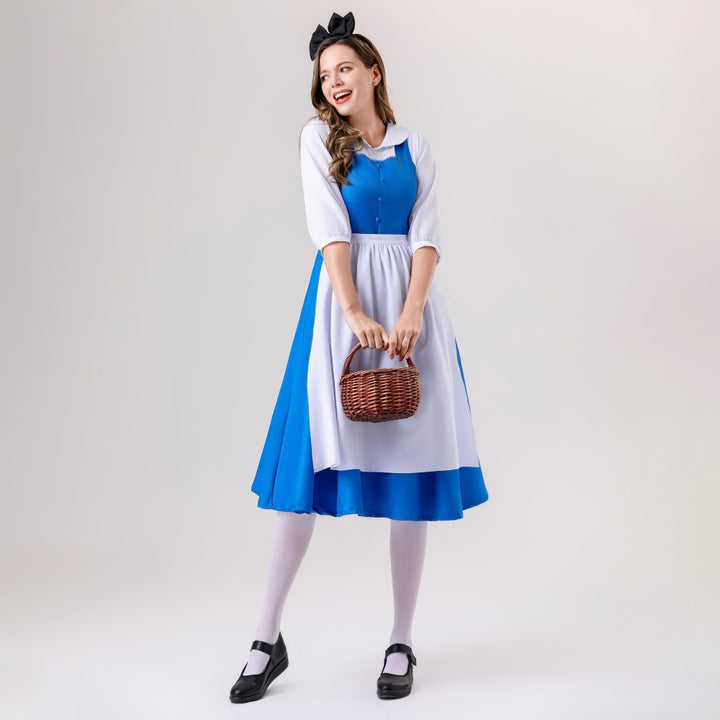 Damen nan vintage Schürzenkleid mit tailliertem Schnitt und Stehkragen Echo Archiv