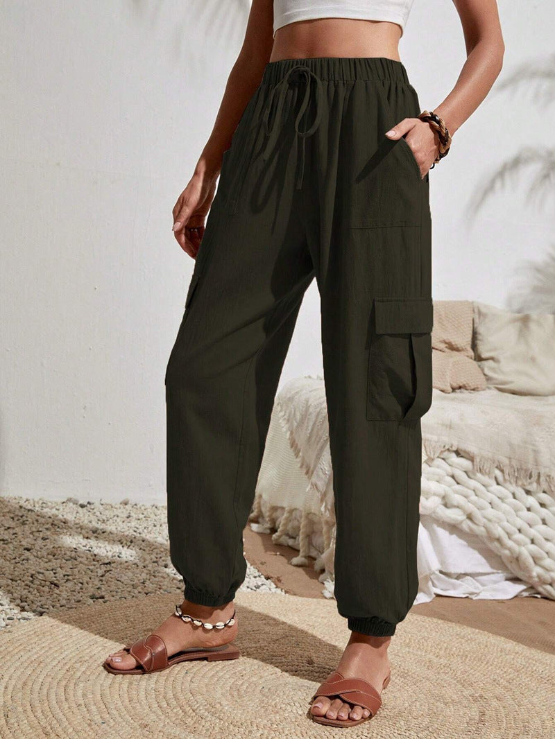 Damen Cargo-Jogginghose mit elastischem Bund, Kordelzug und aufgesetzten Taschen Echo Archiv