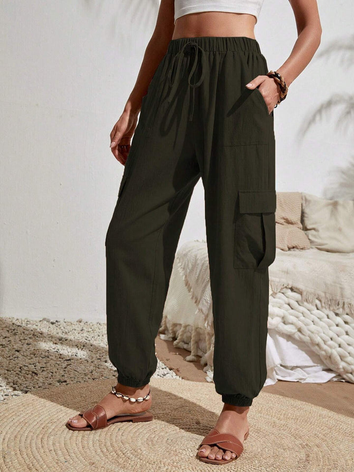 Damen Cargo-Jogginghose mit elastischem Bund, Kordelzug und aufgesetzten Taschen Echo Archiv