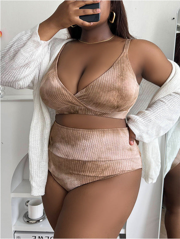 Damen Hoch tailliertes Bikini-Set mit raffiniertem Ripp-Design Echo Archiv