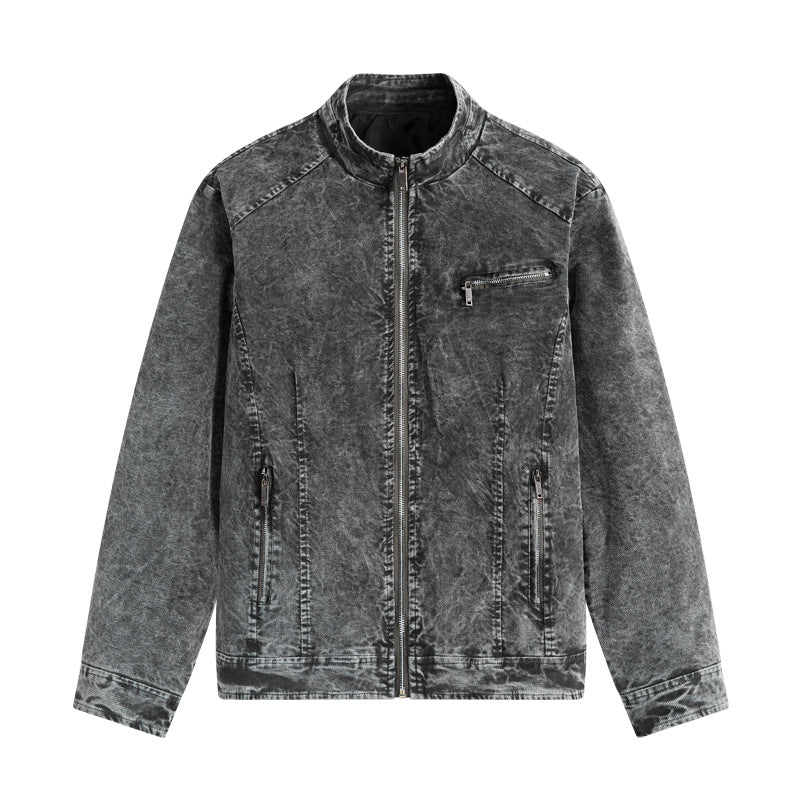 Herren Modische Jeansjacke mit praktischen Reißverschlusstaschen Echoarchiv