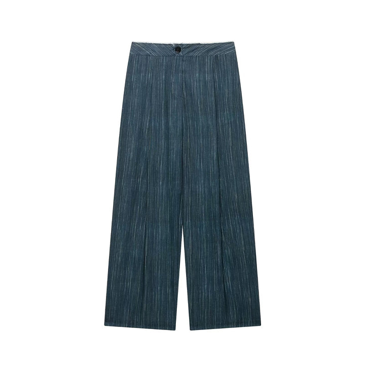Damen Zweiteiliges Nadelstreifen-Set mit Stehkragen-Blazer und Highwaist-Palazzohose Echo Archiv