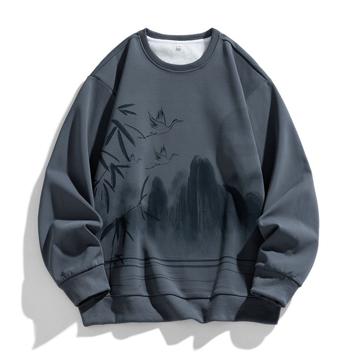 Unisex Oversize‑Sweatshirt mit Pinsel‑Print & geripptem Saum Echoarchiv