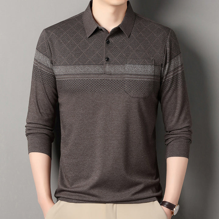 Herren Langarm Poloshirt mit strukturiertem Design Echoarchiv