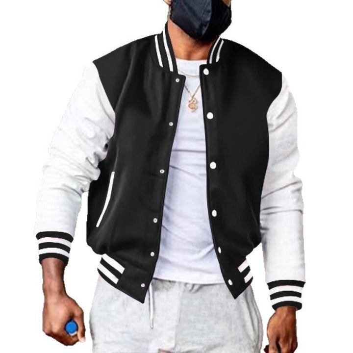 Herren nan varsity-Collegejacke im Retro-Bomberstil mit kontrastärmeln, gestreiften Rippbündchen und Druckknopfleiste Echo Archiv