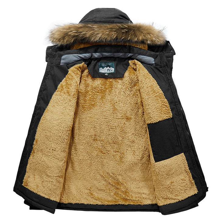 Herren Arctic-Utility-Parka mit durchgehendem Teddyfutter, Zweiwege-Reißverschluss und abnehmbarer Pelzkapuze – Marzano