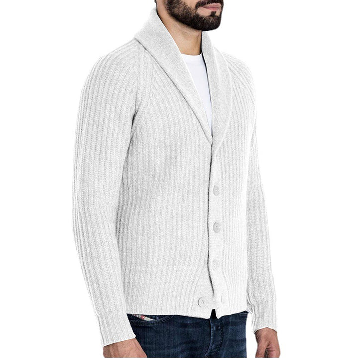 Herren Rippstrick-Cardigan mit Schalkragen und durchgehender Knopfleiste Echo Archiv