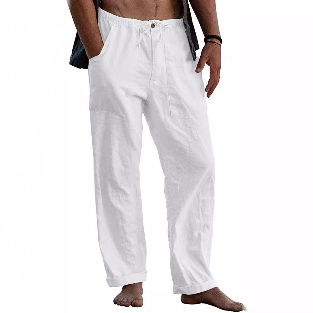 Herren nan leichte Leinenhose mit elastischem Bund und geradem Schnitt Echo Archiv